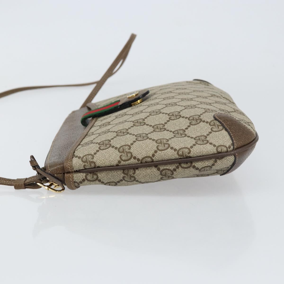 GUCCI GG Supreme Web Sherry Line Bag PVC Beige Gold 904 02 026 Auth ka1036