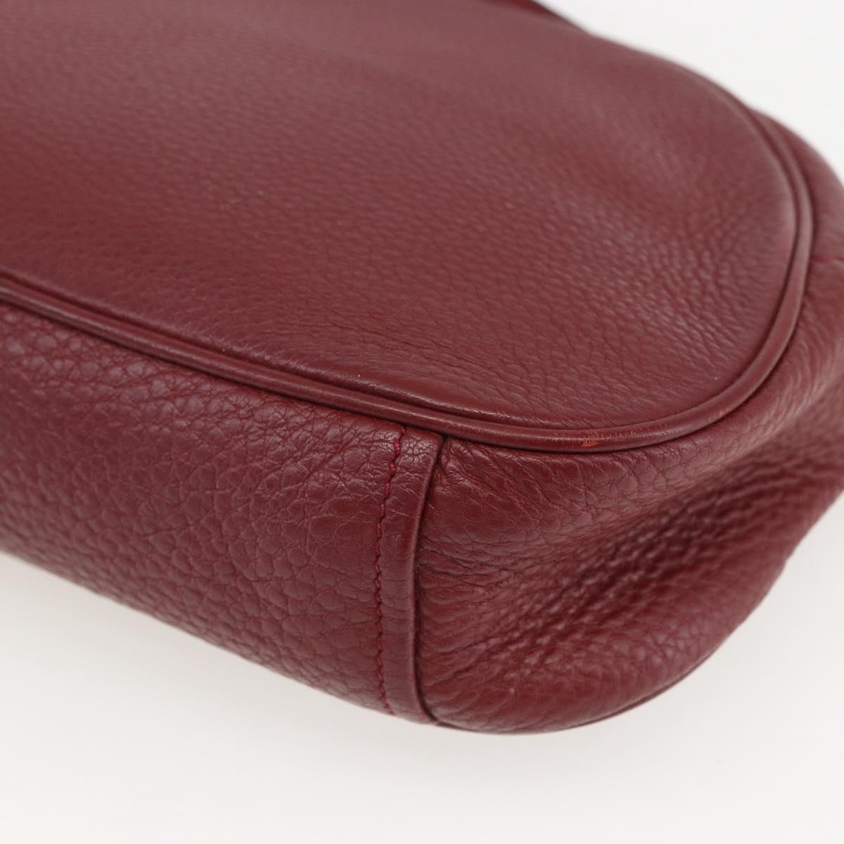 PRADA Shoulder Bag Leather 2way Bordeaux Gold Auth ka1044