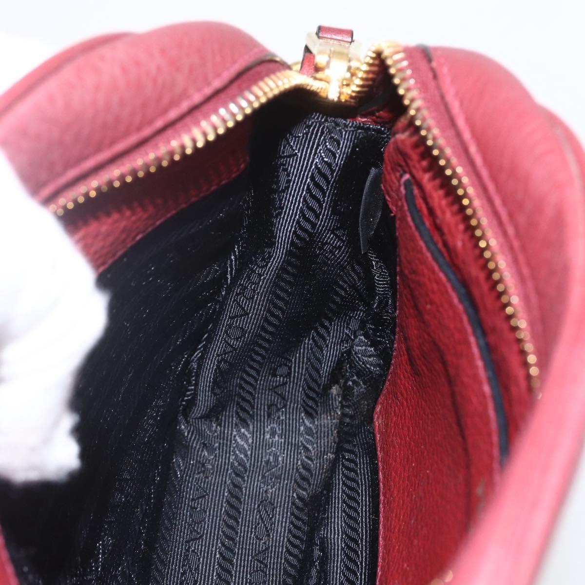 PRADA Shoulder Bag Leather 2way Bordeaux Gold Auth ka1044