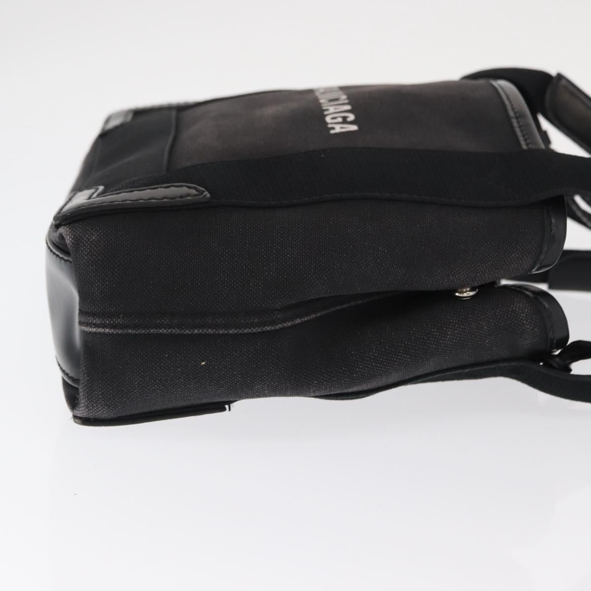 BALENCIAGA Cabas XS Hand Bag Canvas 2way Black Silver 390346 Auth ka1048