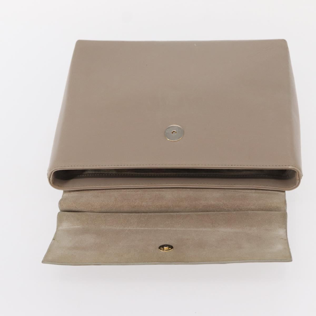 GUCCI Bamboo Hand Bag Leather Beige Gold 001 3444 1887 Auth ka105