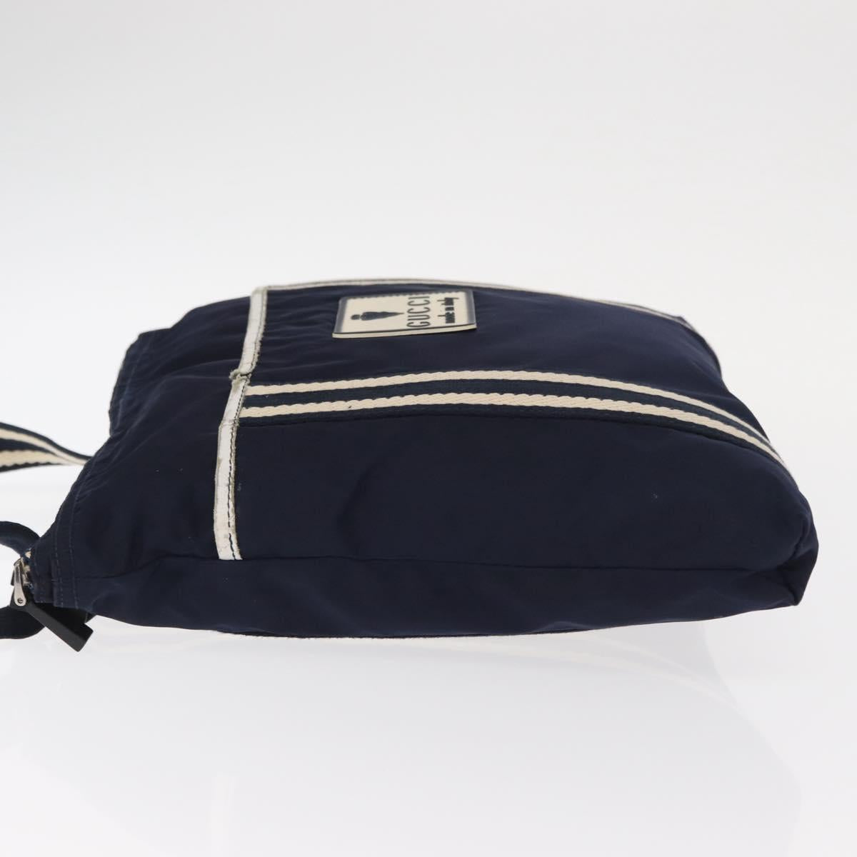 GUCCI Shoulder Bag Nylon Navy Silver 189662 Auth ka1054