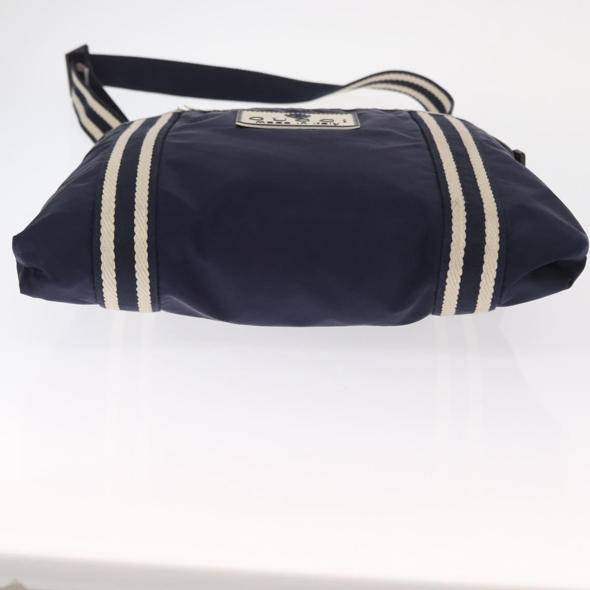 GUCCI Shoulder Bag Nylon Navy Silver 189662 Auth ka1054