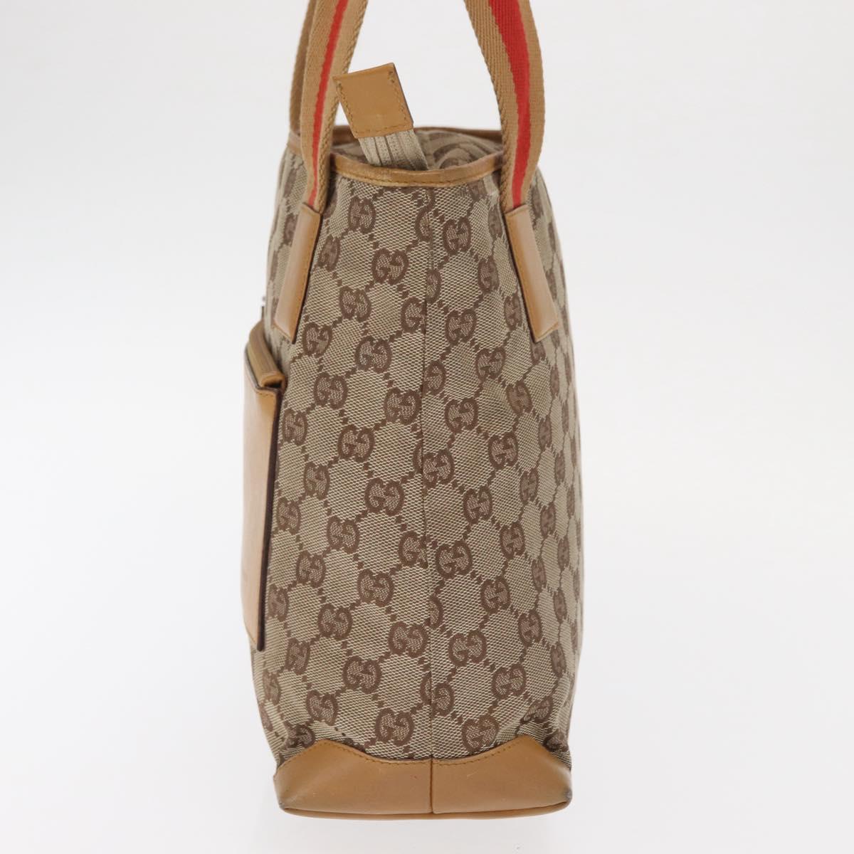 GUCCI GG Canvas Tote Bag Beige Silver 019 0402 1705 Auth ka1063