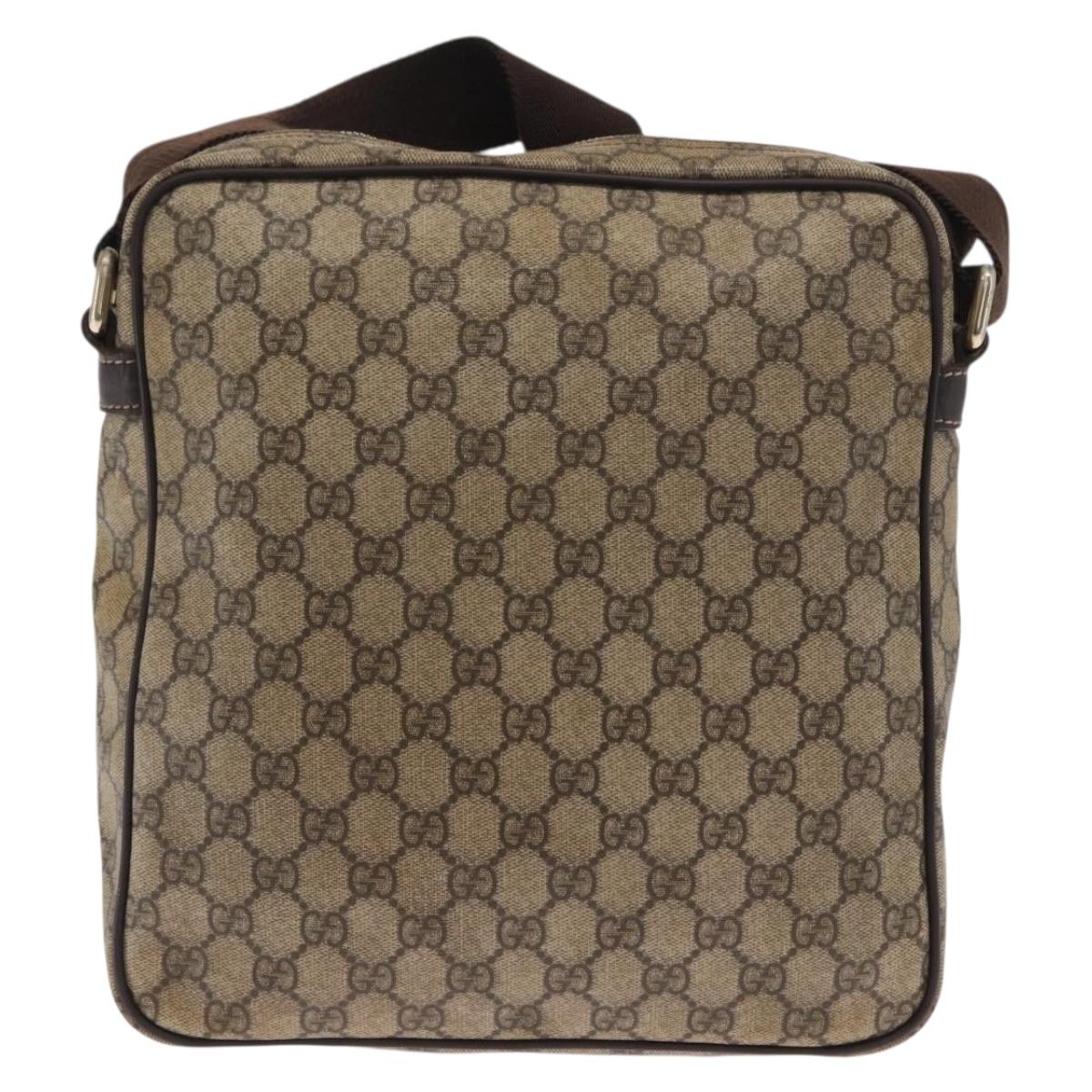 GUCCI GG Supreme Shoulder Bag PVC Beige Gold 201448 Auth ka1064