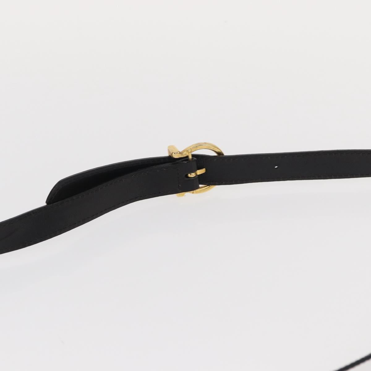 Salvatore Ferragamo Gancini Hand Bag Leather 2way Black Gold Auth ka1065