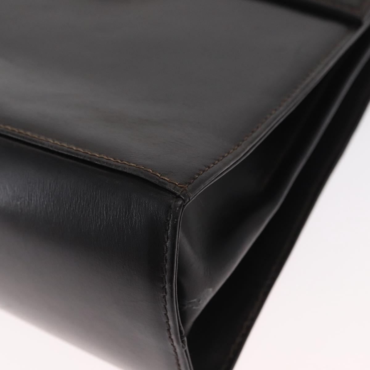 Salvatore Ferragamo Gancini Hand Bag Leather 2way Black Gold Auth ka1065