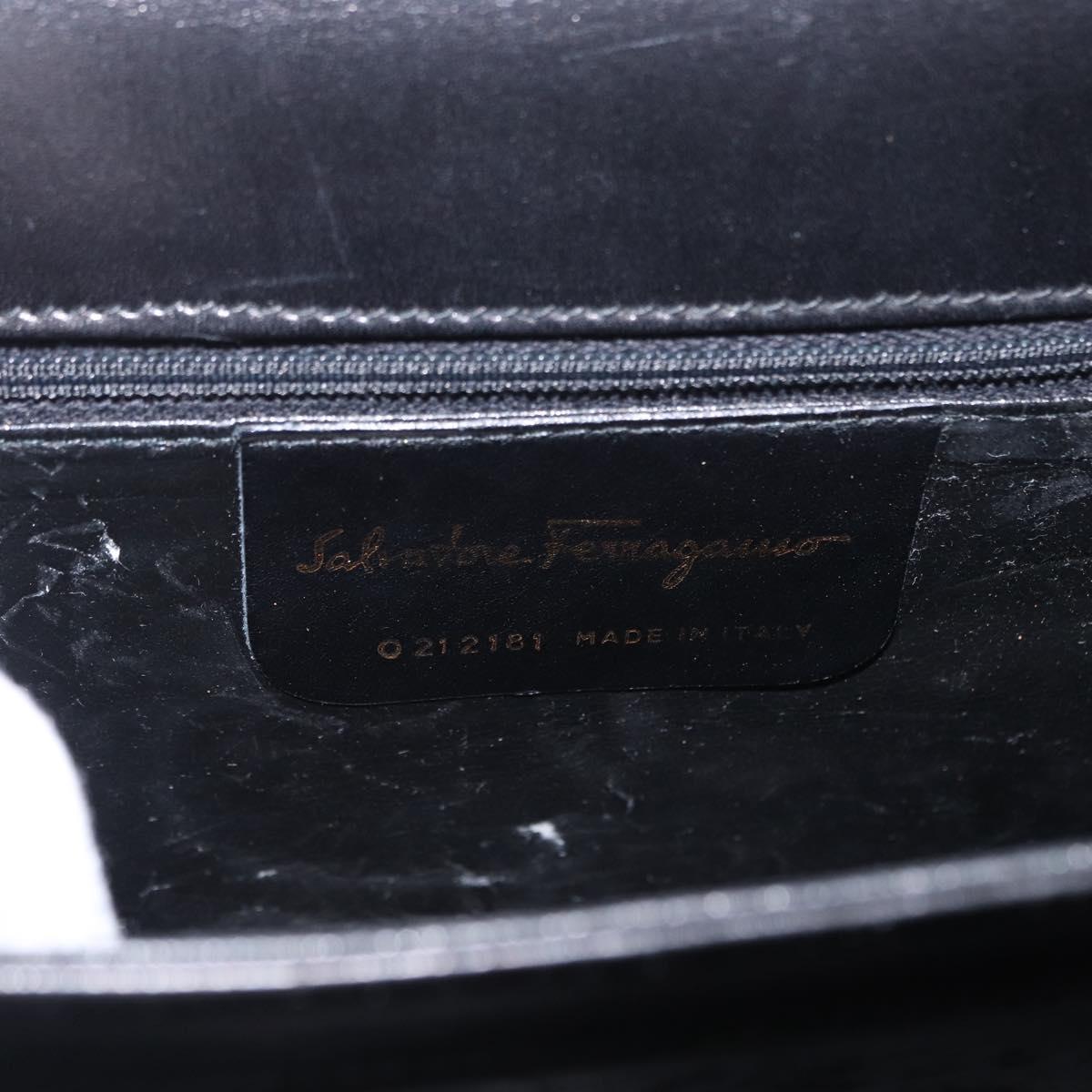 Salvatore Ferragamo Gancini Hand Bag Leather 2way Black Gold Auth ka1065