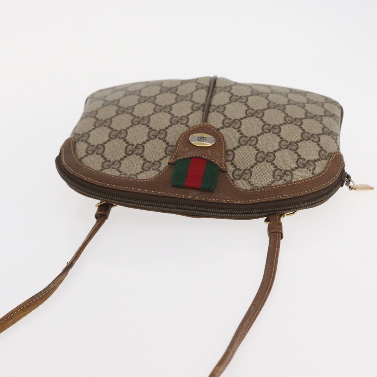 GUCCI GG Supreme Web Sherry Line Bag PVC Beige Gold 68 02 047 Auth ka1073