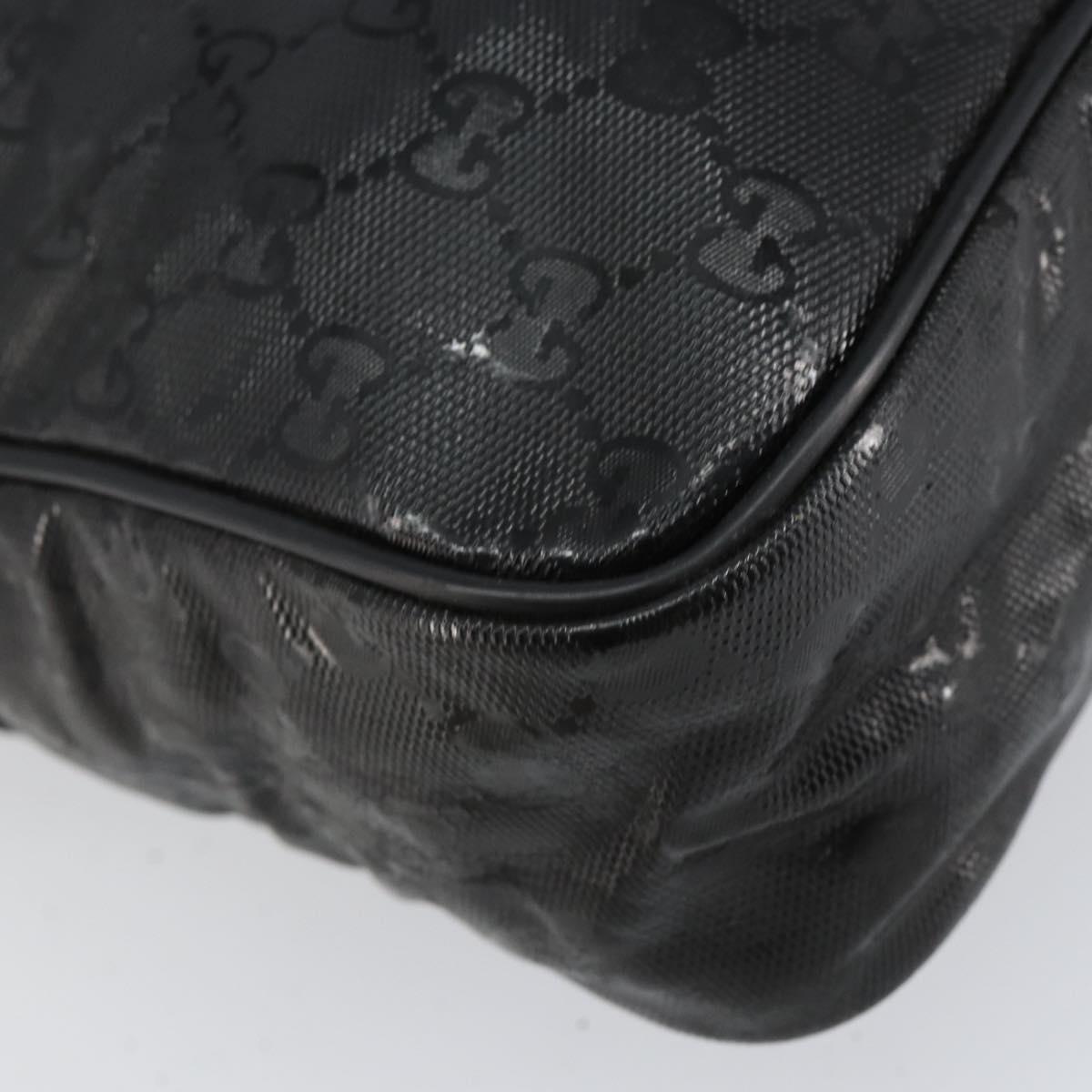 GUCCI GG Implementation Bag Coated Canvas Black Silver 201448 Auth ka108