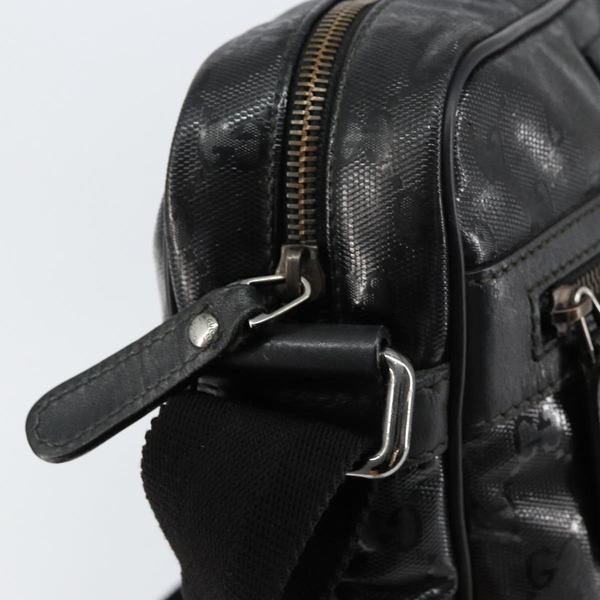 GUCCI GG Implementation Bag Coated Canvas Black Silver 201448 Auth ka108