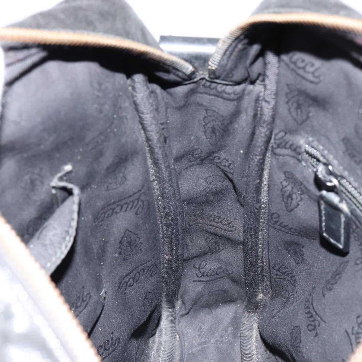 GUCCI GG Implementation Bag Coated Canvas Black Silver 201448 Auth ka108