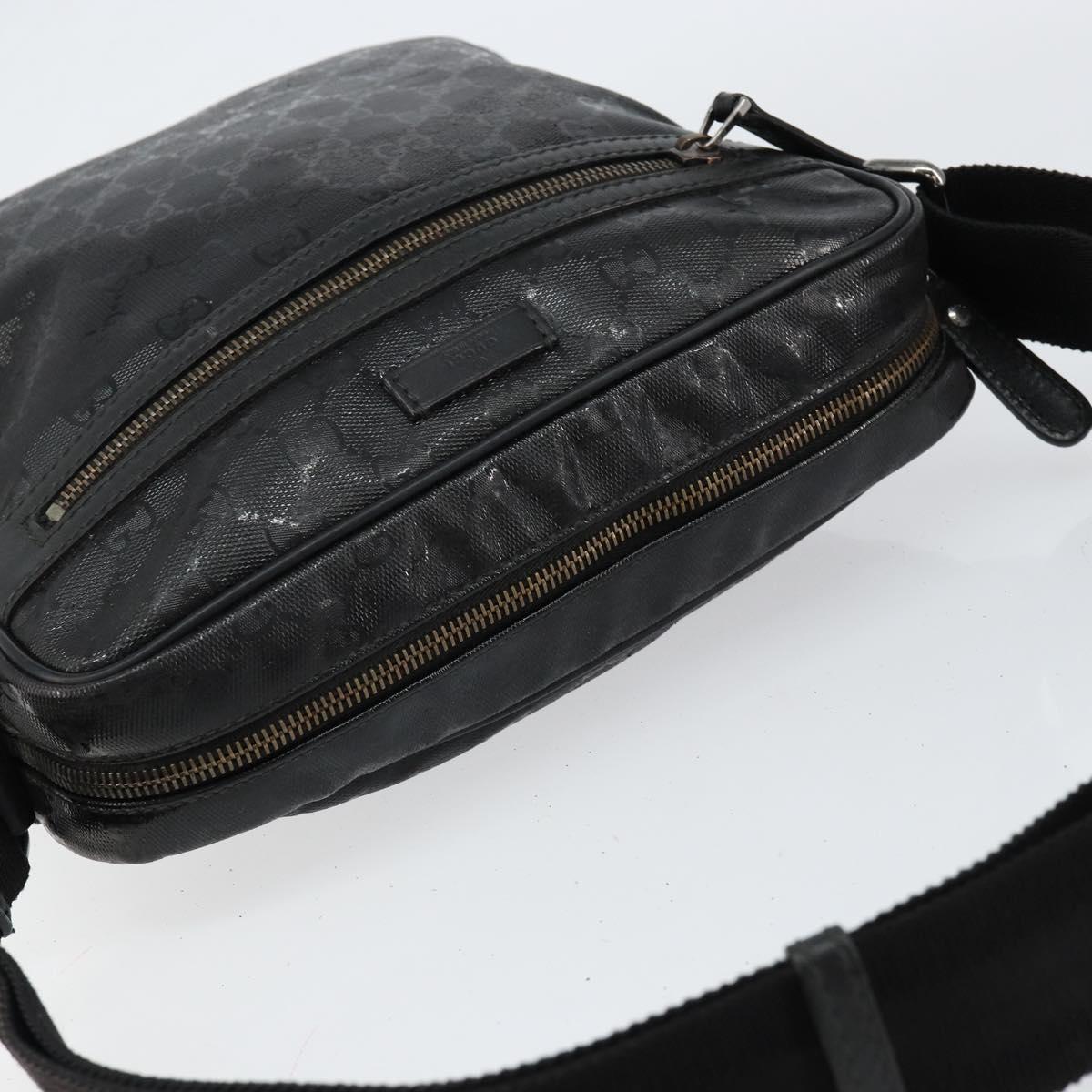 GUCCI GG Implementation Bag Coated Canvas Black Silver 201448 Auth ka108