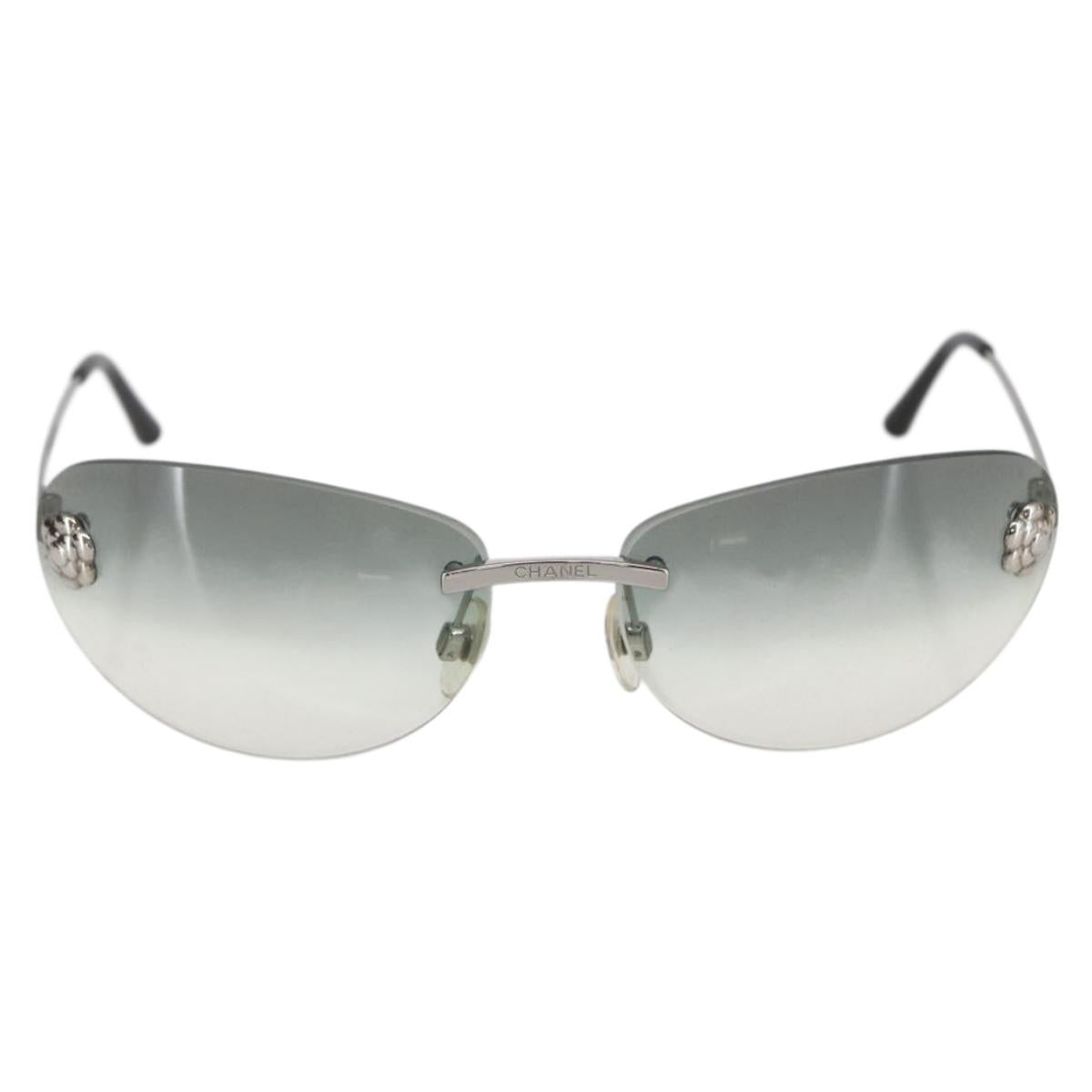 CHANEL Sunglasses metal Black CC Auth ka1080