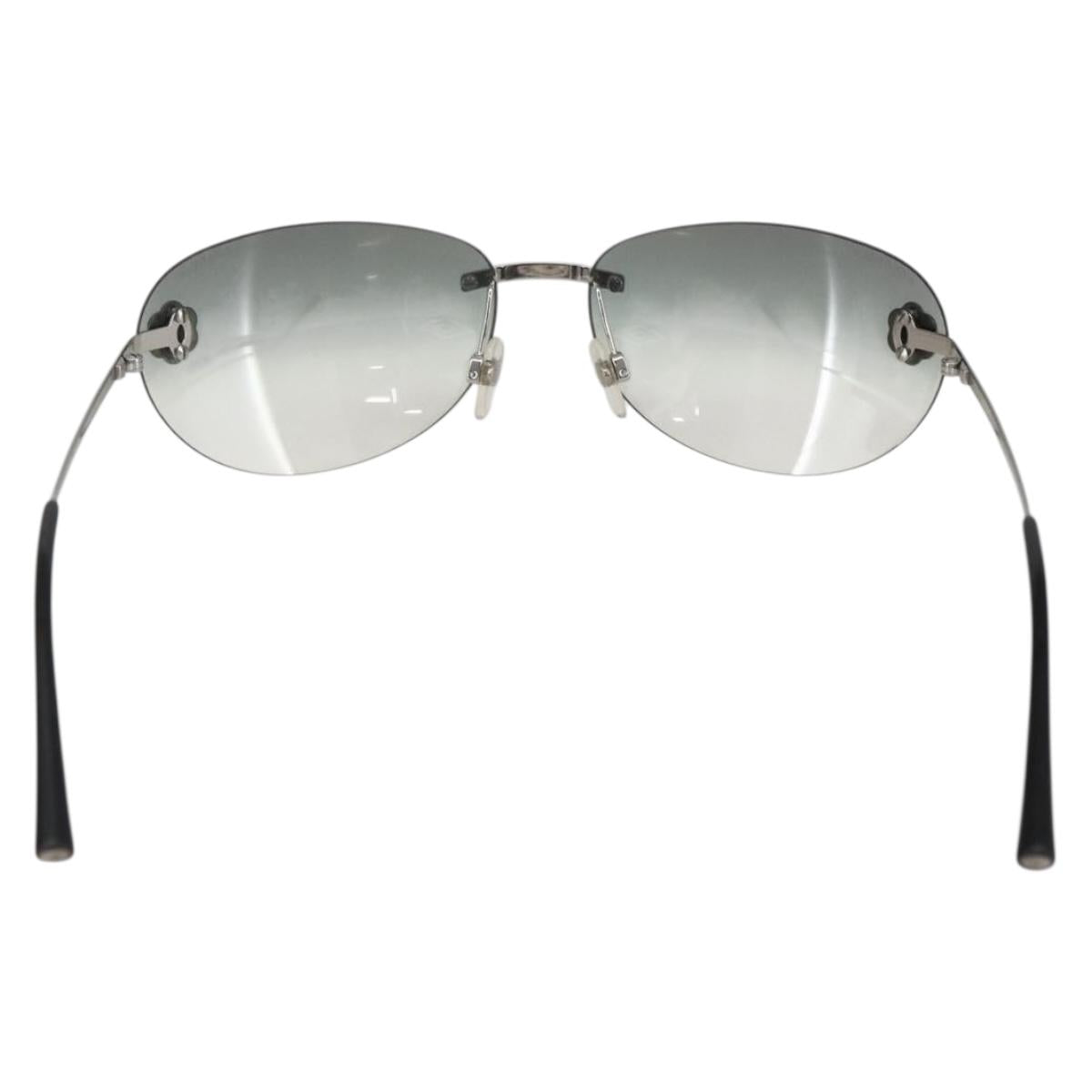 CHANEL Sunglasses metal Black CC Auth ka1080