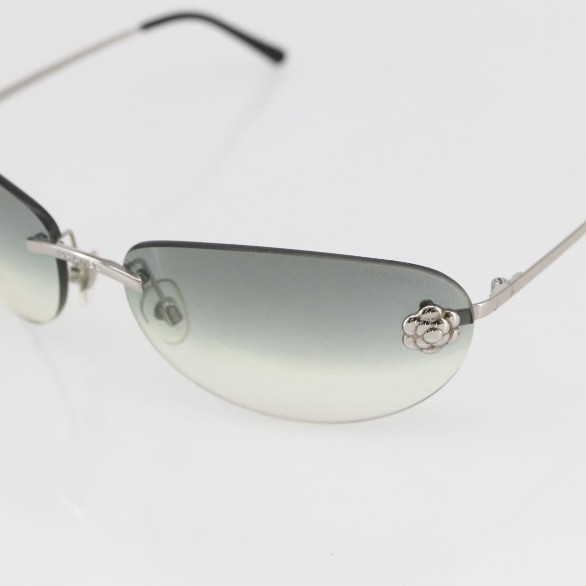 CHANEL Sunglasses metal Black CC Auth ka1080