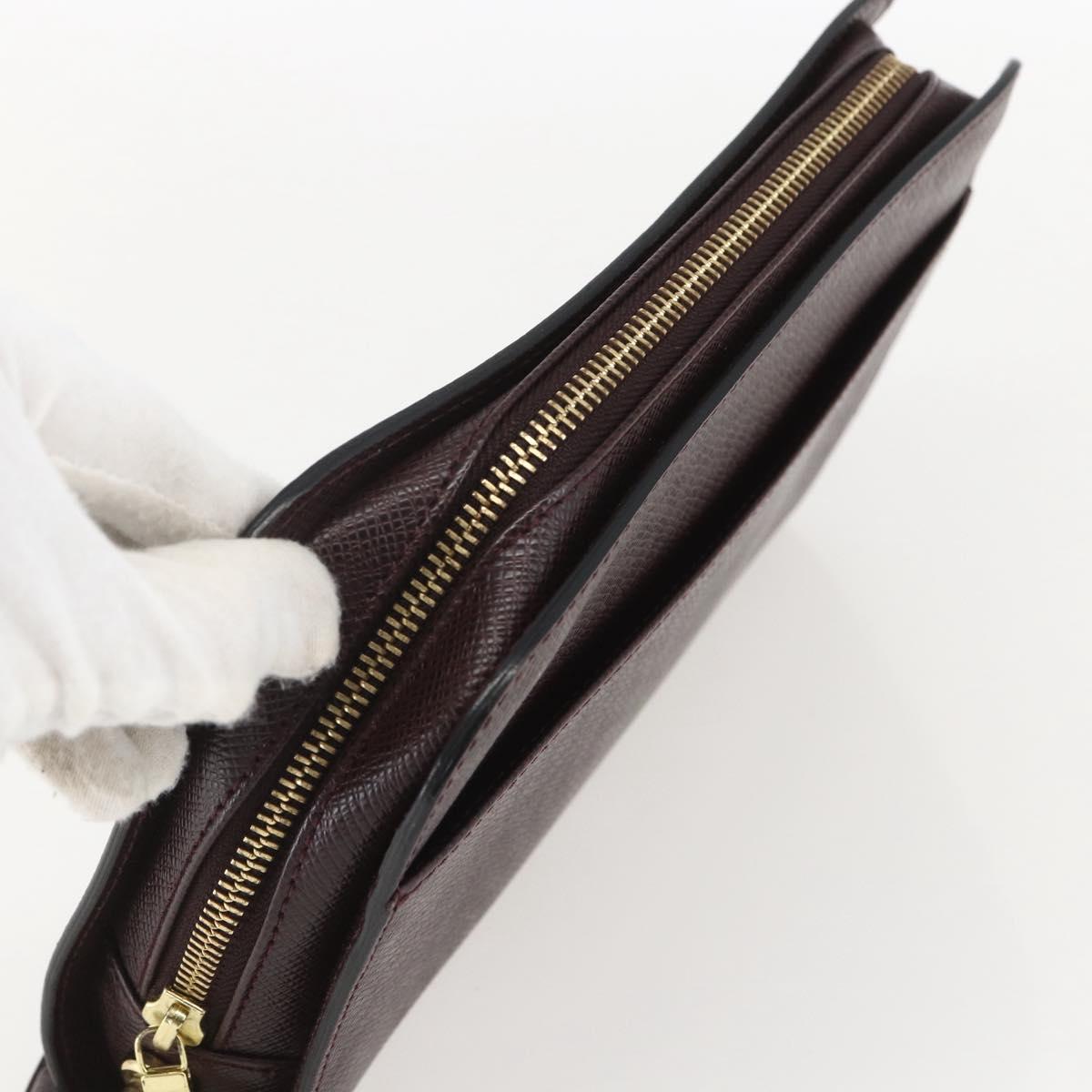 LOUIS VUITTON Taiga Baikal Clutch Bag Acajou M30186 LV Auth ka1091