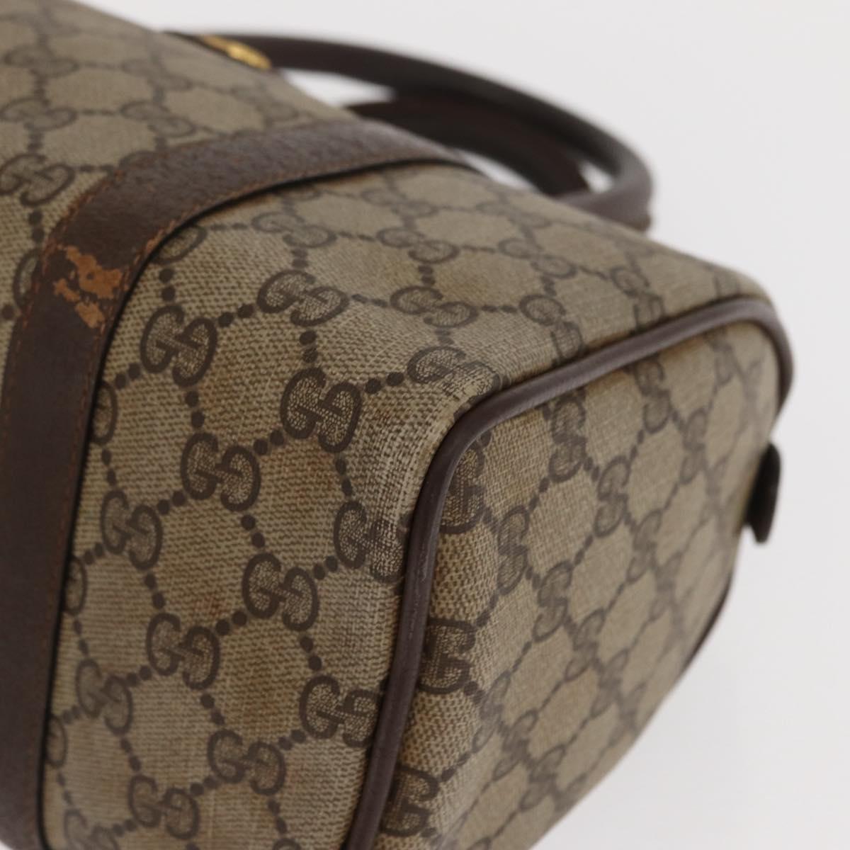 GUCCI GG Supreme Web Sherry Line Hand Bag PVC Beige Gold 40 02 006 Auth ka1094