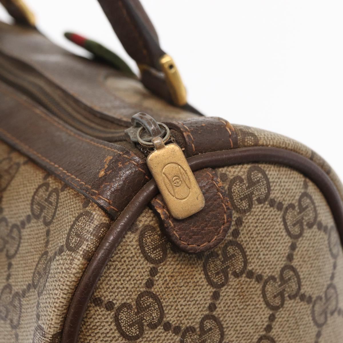 GUCCI GG Supreme Web Sherry Line Hand Bag PVC Beige Gold 40 02 006 Auth ka1094