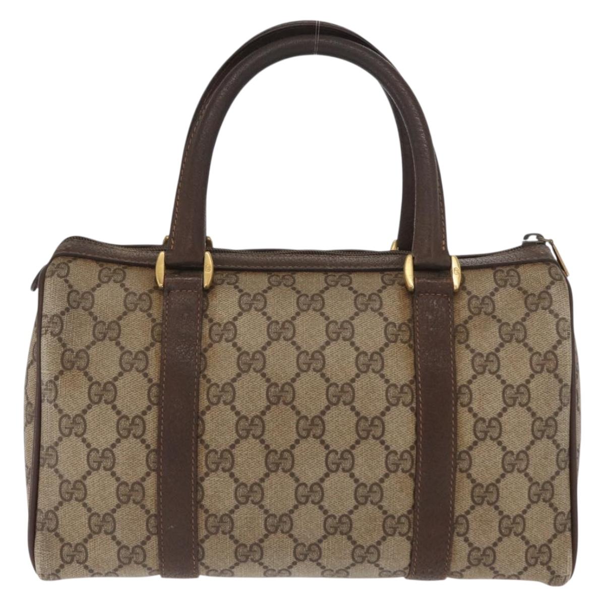 GUCCI GG Supreme Web Sherry Line Hand Bag PVC Beige Gold 40 02 006 Auth ka1094