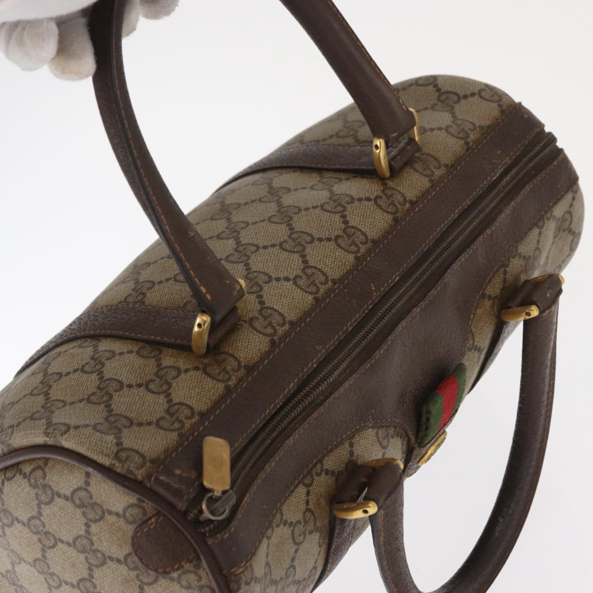 GUCCI GG Supreme Web Sherry Line Hand Bag PVC Beige Gold 40 02 006 Auth ka1094