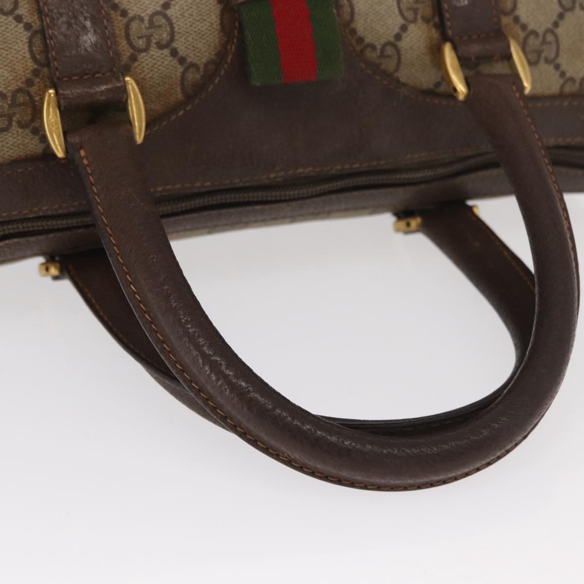 GUCCI GG Supreme Web Sherry Line Hand Bag PVC Beige Gold 40 02 006 Auth ka1094