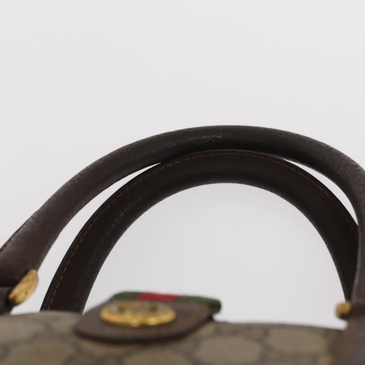 GUCCI GG Supreme Web Sherry Line Hand Bag PVC Beige Gold 40 02 006 Auth ka1094