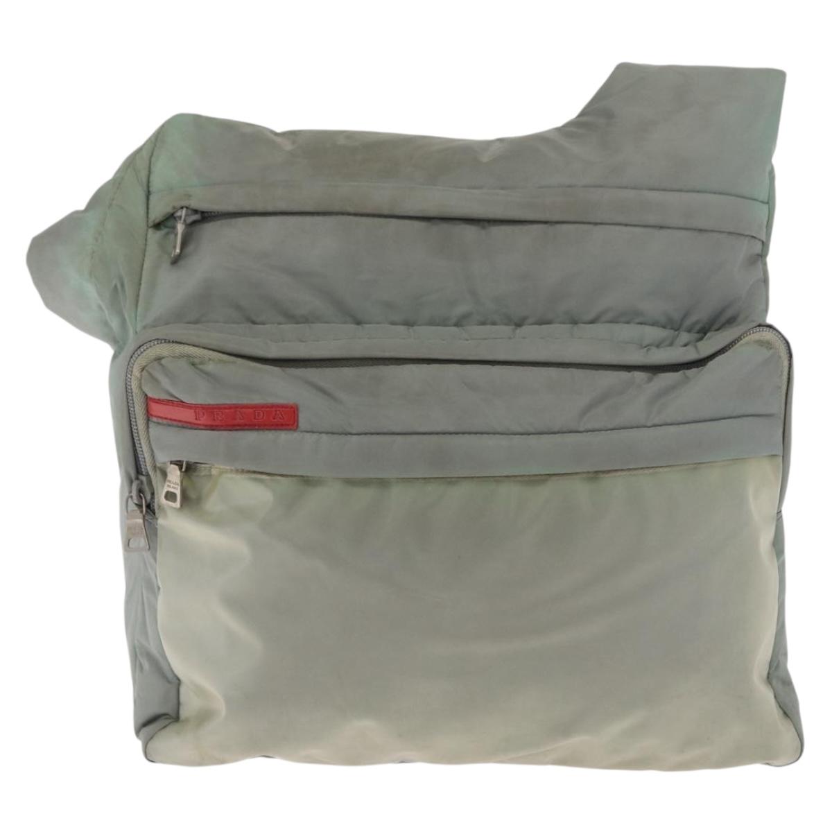 PRADA Sports Shoulder Bag Nylon Green Silver Auth ka1103