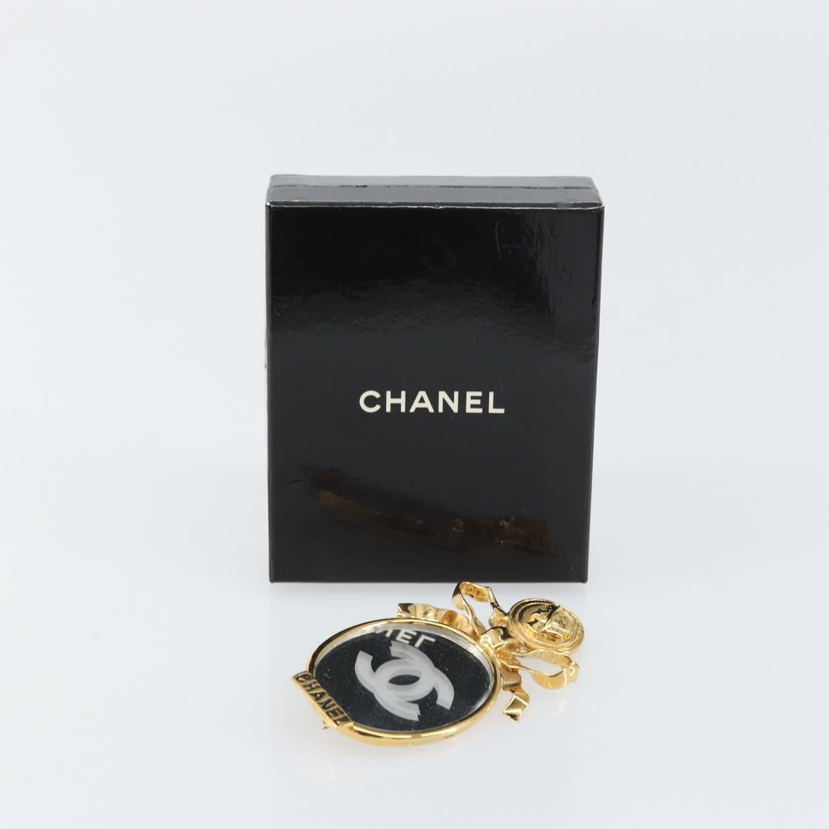CHANEL Brooch metal Gold Tone CC Auth ka1106V