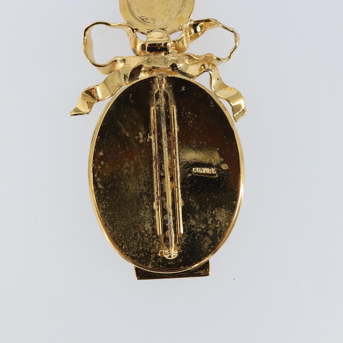 CHANEL Brooch metal Gold Tone CC Auth ka1106V
