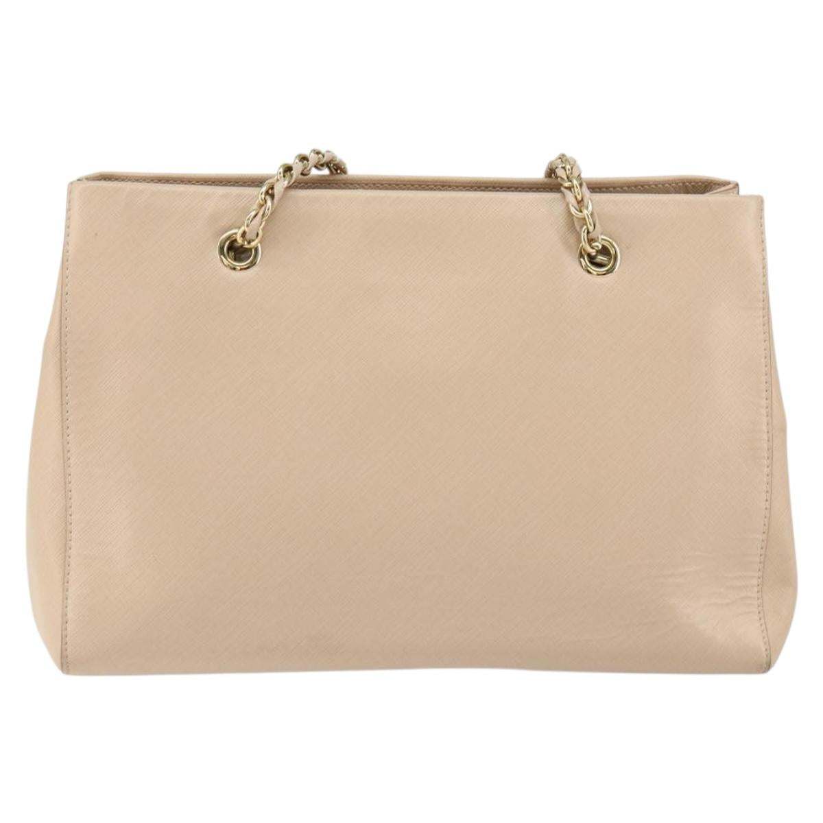 Salvatore Ferragamo Shoulder Bag Leather Gold Beige Auth ka111