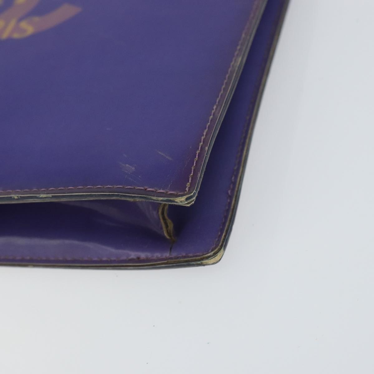 CHANEL Hologram Chain Shoulder Bag Vinyl Purple CC Auth ka1124