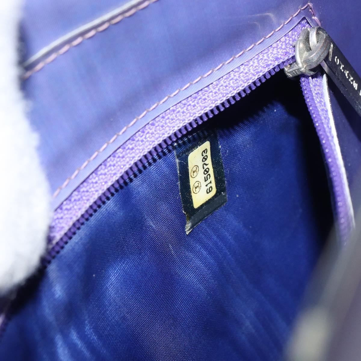 CHANEL Hologram Chain Shoulder Bag Vinyl Purple CC Auth ka1124
