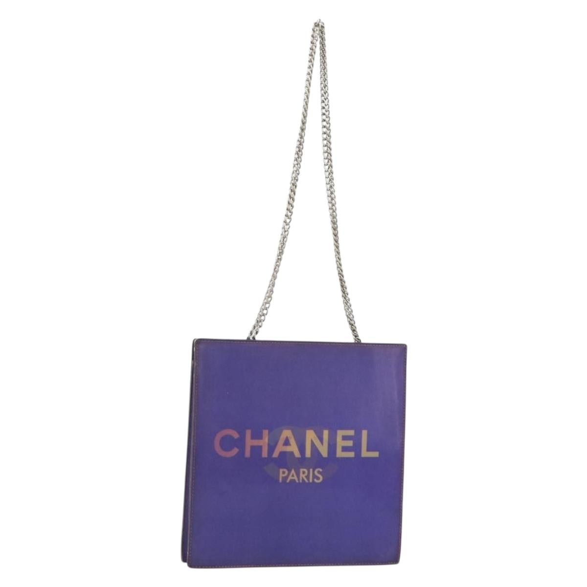 CHANEL Hologram Chain Shoulder Bag Vinyl Purple CC Auth ka1124
