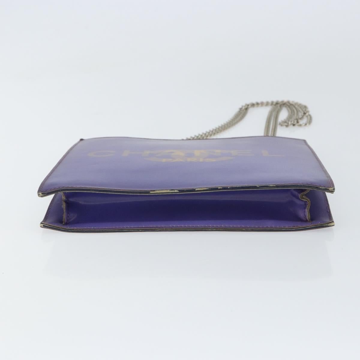 CHANEL Hologram Chain Shoulder Bag Vinyl Purple CC Auth ka1124