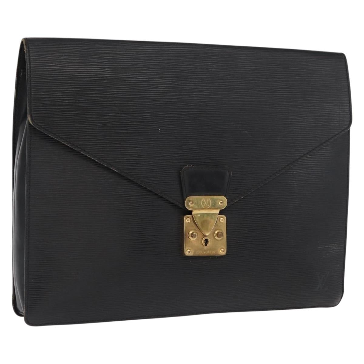 LOUIS VUITTON Epi Porte Documents Senateur Briefcase Black M54452 LV Auth ka1125