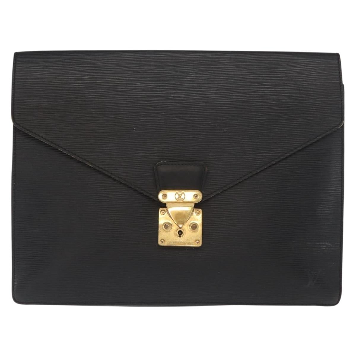 LOUIS VUITTON Epi Porte Documents Senateur Briefcase Black M54452 LV Auth ka1125