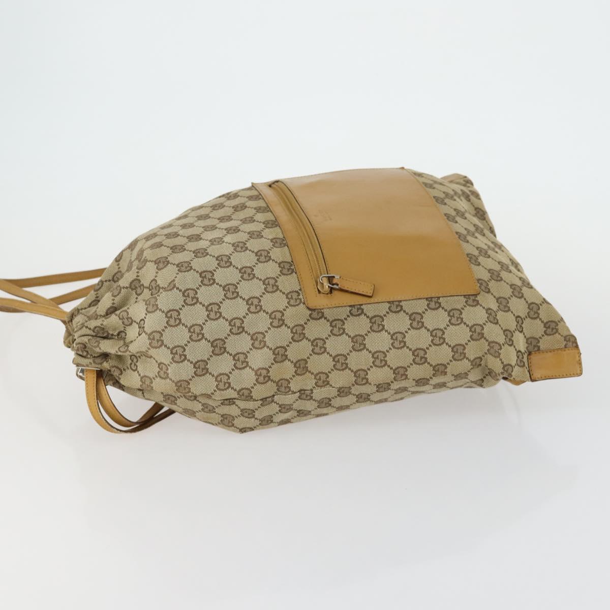 GUCCI GG Canvas Backpack Beige Silver Auth ka1128