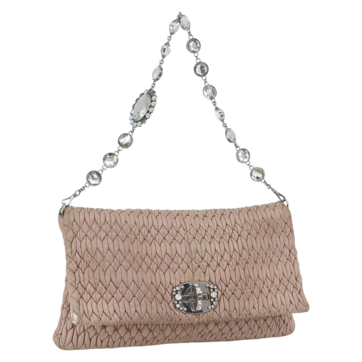 Miu Miu Shoulder Bag Leather Silver Pink Auth ka1134