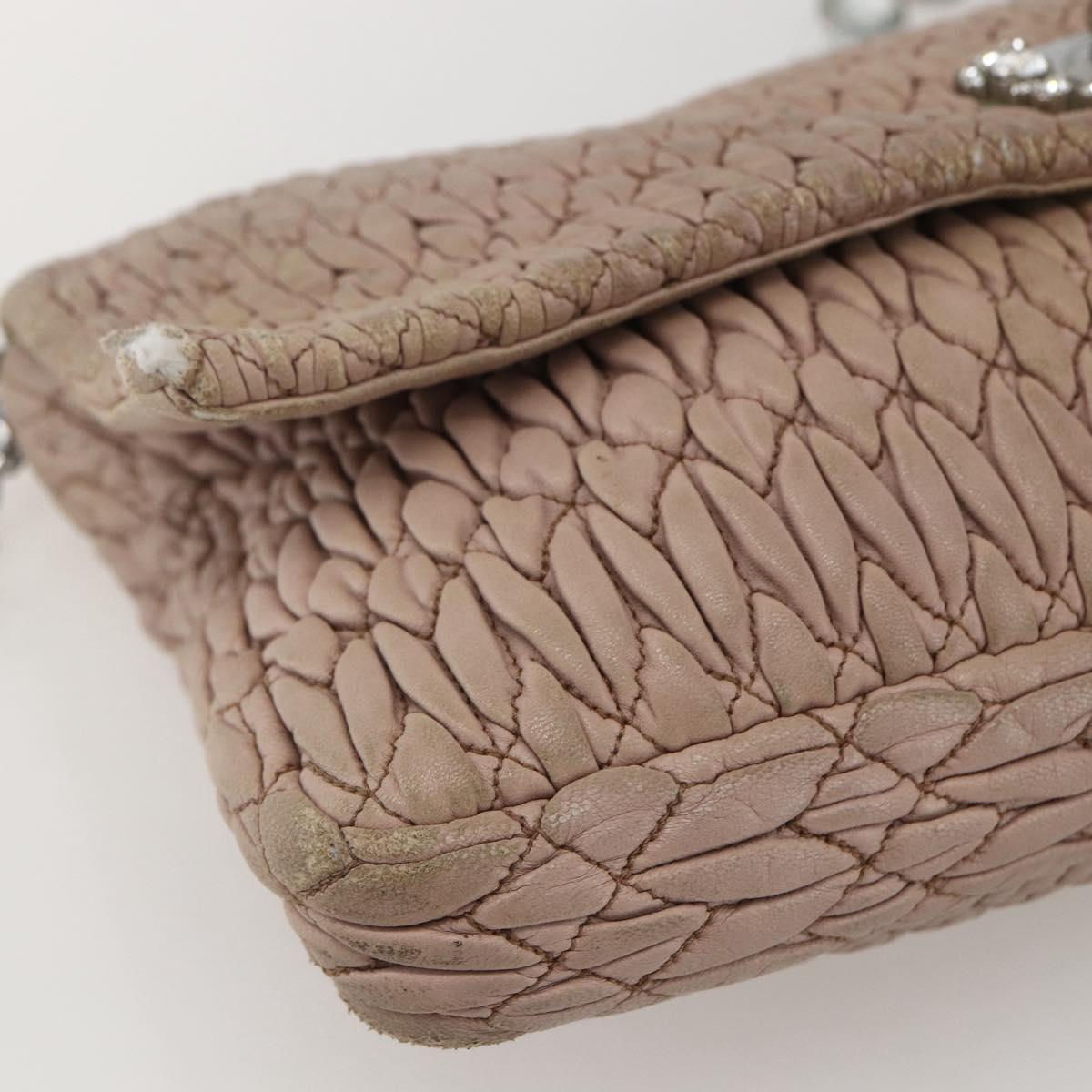 Miu Miu Shoulder Bag Leather Silver Pink Auth ka1134
