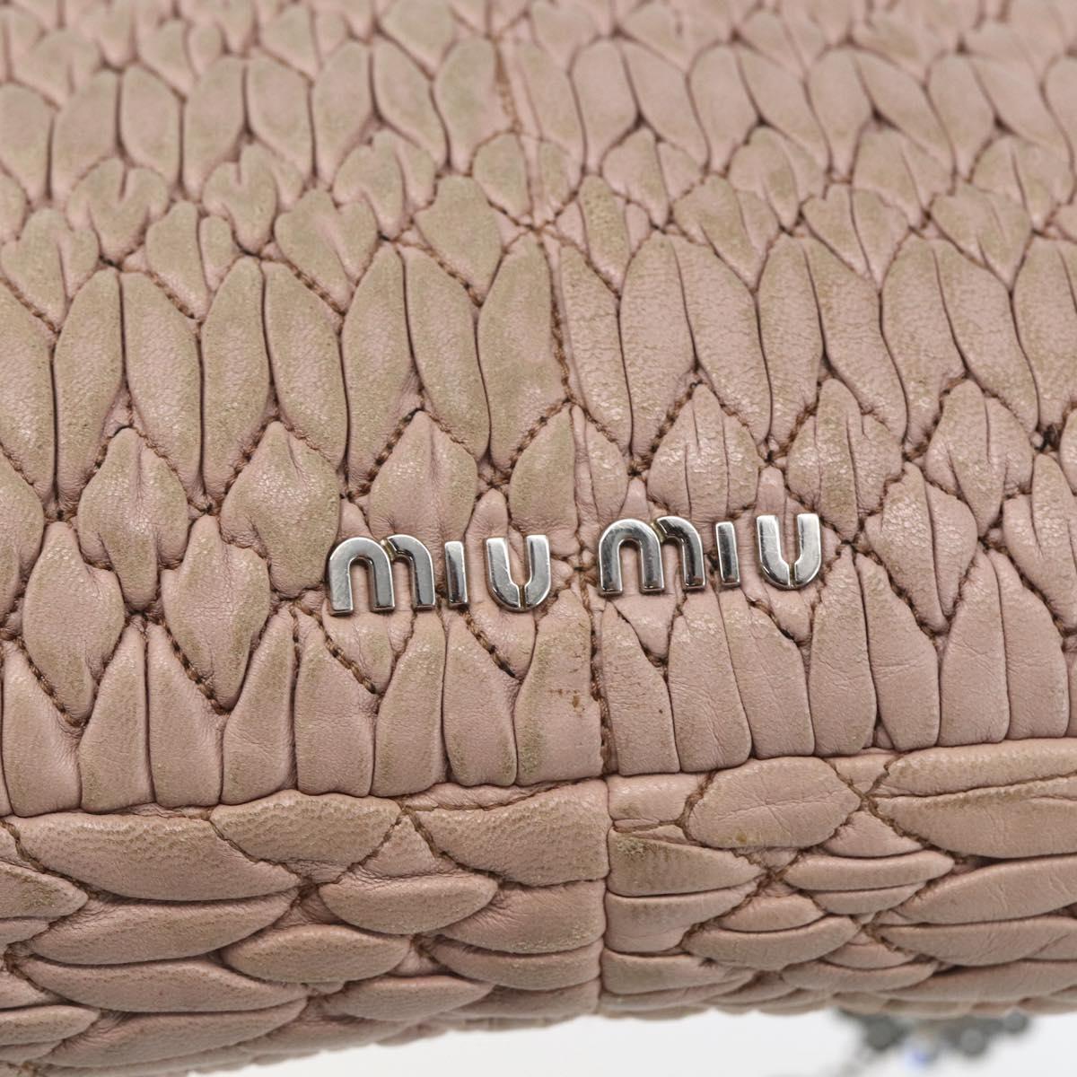 Miu Miu Shoulder Bag Leather Silver Pink Auth ka1134