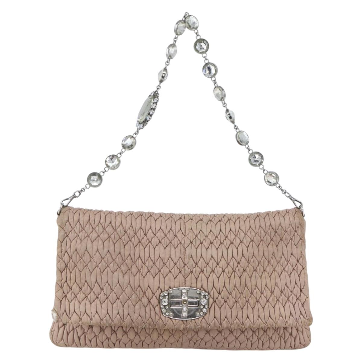 Miu Miu Shoulder Bag Leather Silver Pink Auth ka1134