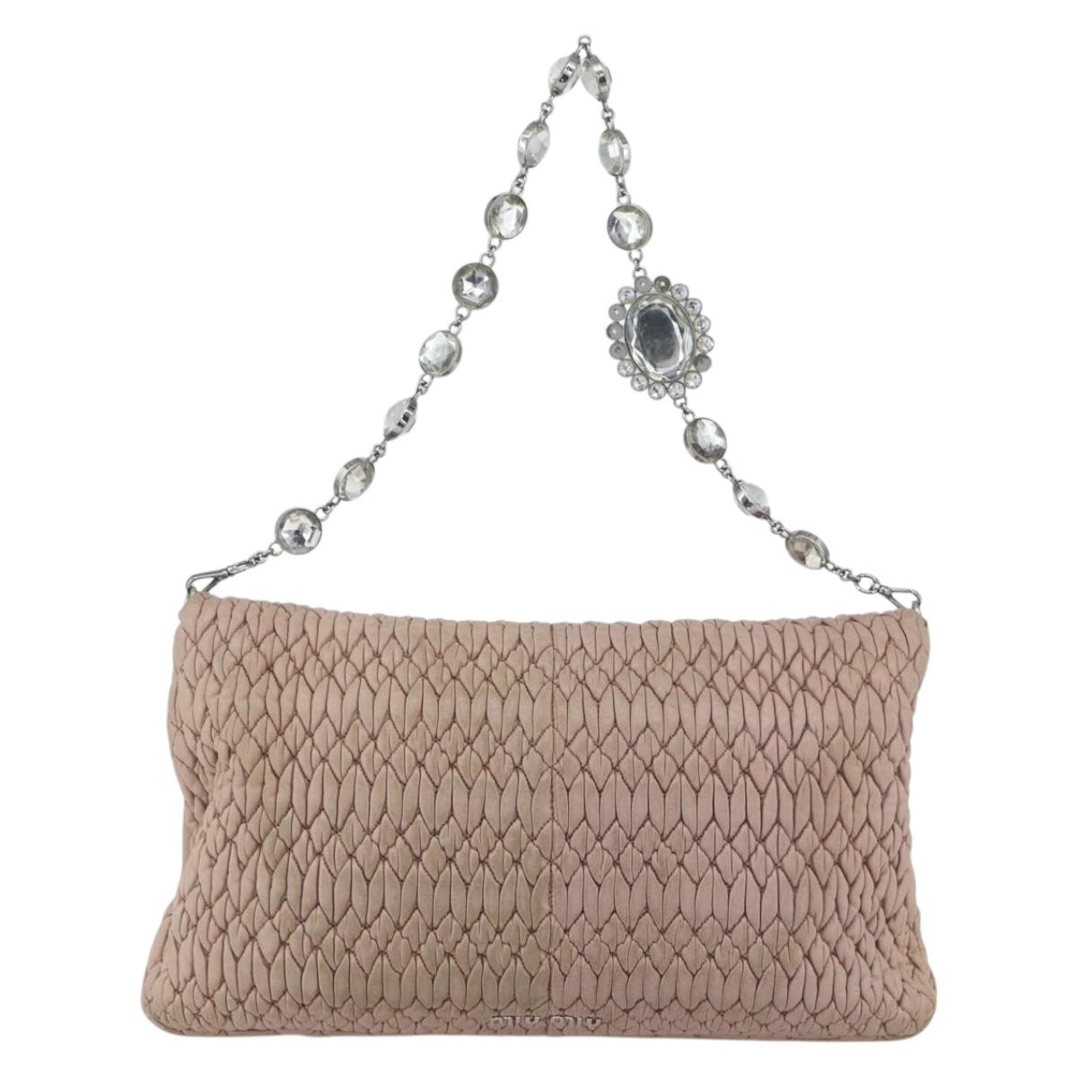 Miu Miu Shoulder Bag Leather Silver Pink Auth ka1134