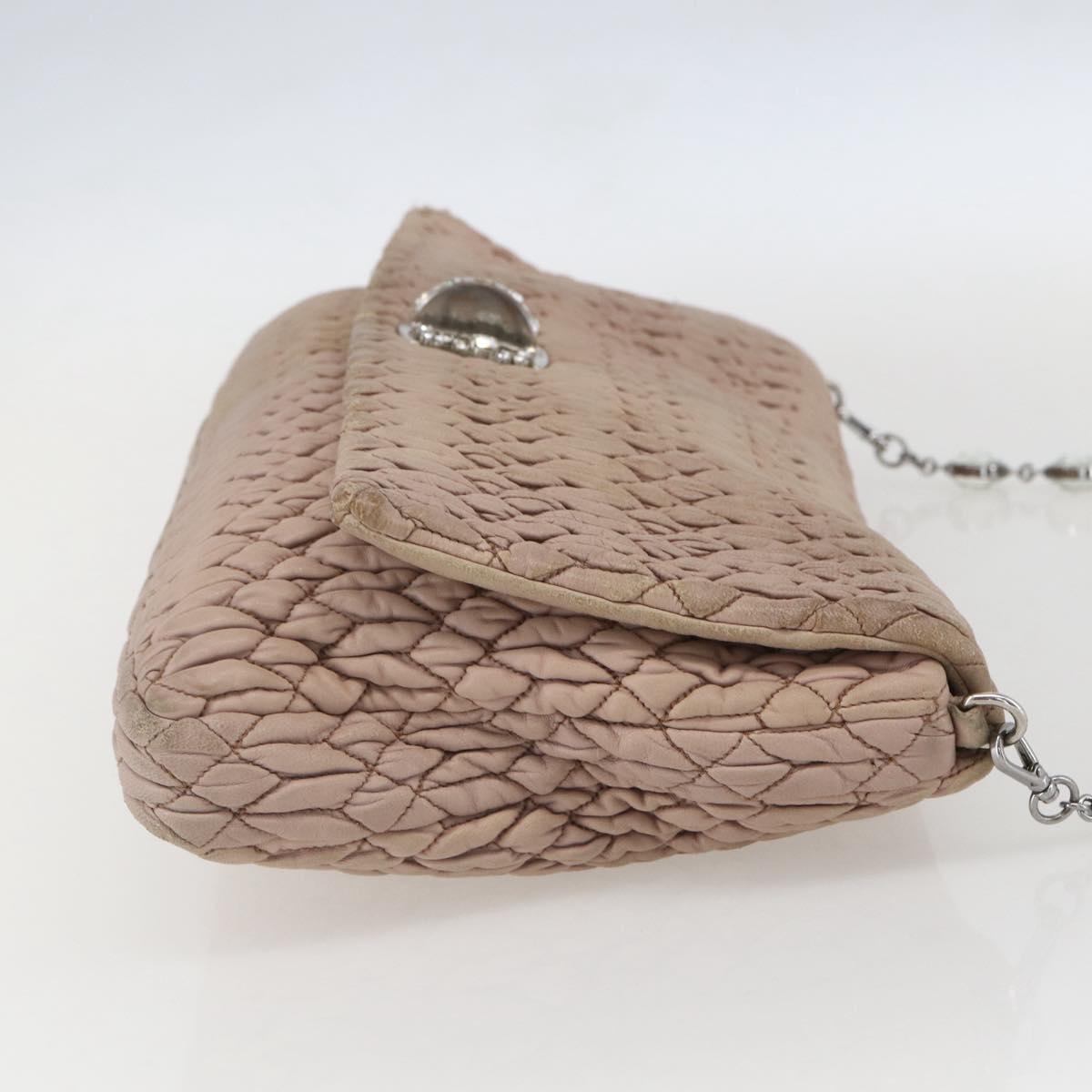 Miu Miu Shoulder Bag Leather Silver Pink Auth ka1134