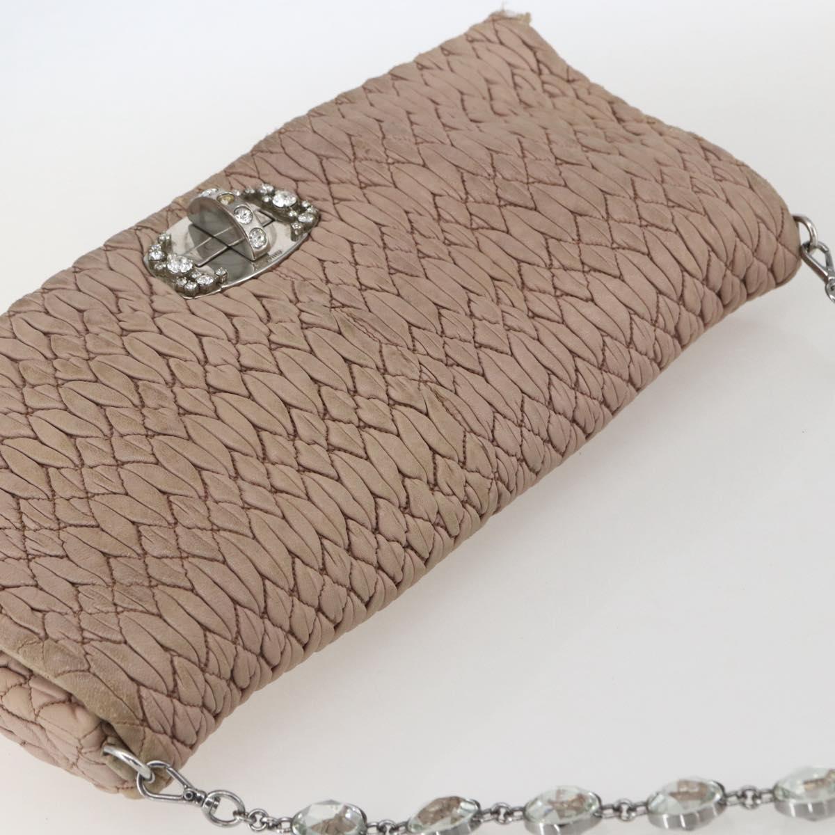 Miu Miu Shoulder Bag Leather Silver Pink Auth ka1134