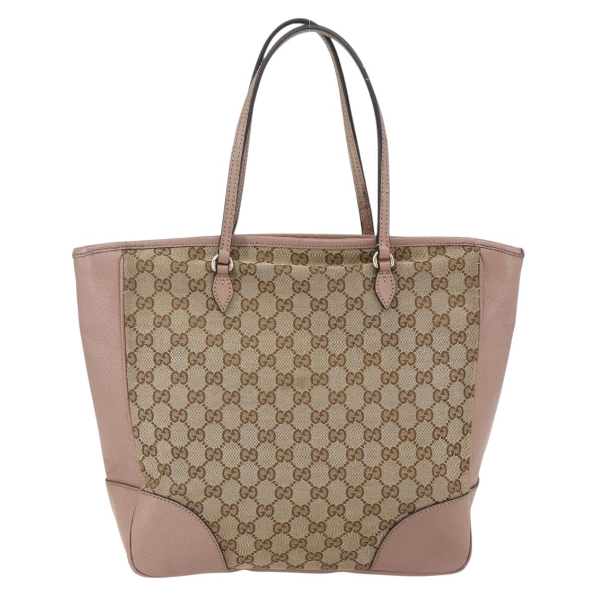GUCCI GG Canvas Tote Bag Beige Gold 323671 Auth ka1137