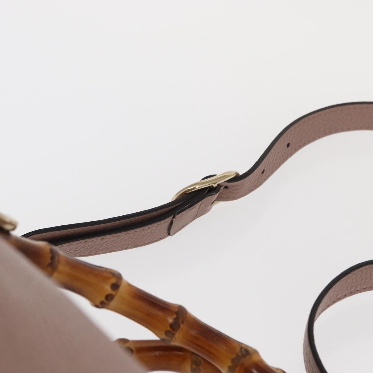GUCCI Bamboo Hand Bag Leather 2way Pink Gold 353124 Auth ka1138