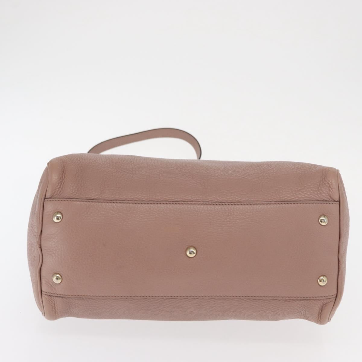 GUCCI Bamboo Hand Bag Leather 2way Pink Gold 353124 Auth ka1138