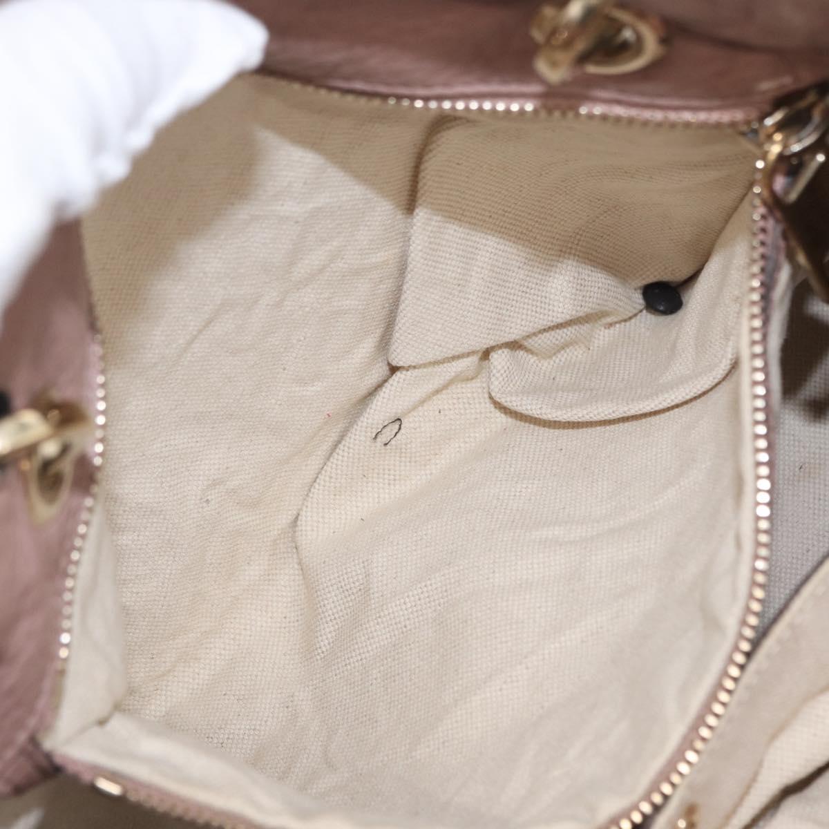 GUCCI Bamboo Hand Bag Leather 2way Pink Gold 353124 Auth ka1138