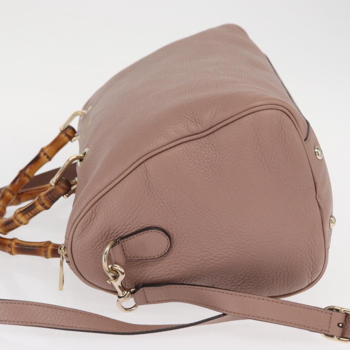 GUCCI Bamboo Hand Bag Leather 2way Pink Gold 353124 Auth ka1138